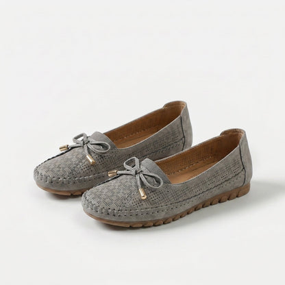 Women's Soft Comfort Bow Loafers in Pink – pair view | Hensley London
