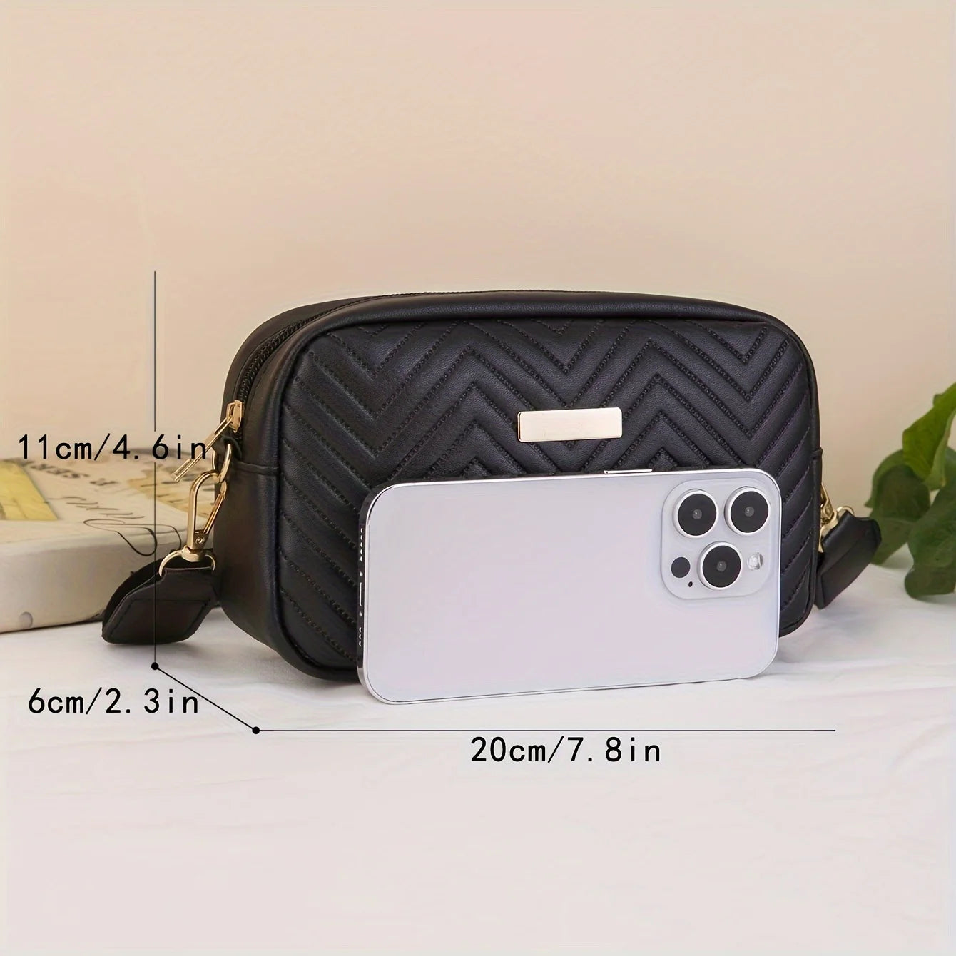 Women's Crossbody Bag Black Mini Size PU Leather-3