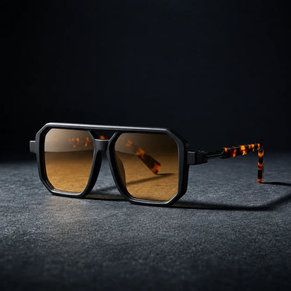 Oversized Geometric Sunglasses in Tortoise Brown – product view | Hensley London