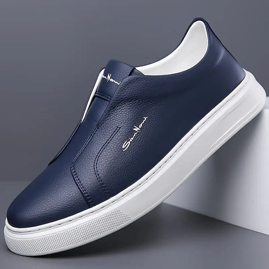 Men's Faux Leather Laceless Sneakers – product view | Hensley London