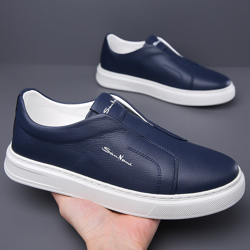 Men's Faux Leather Laceless Sneakers – product view | Hensley London