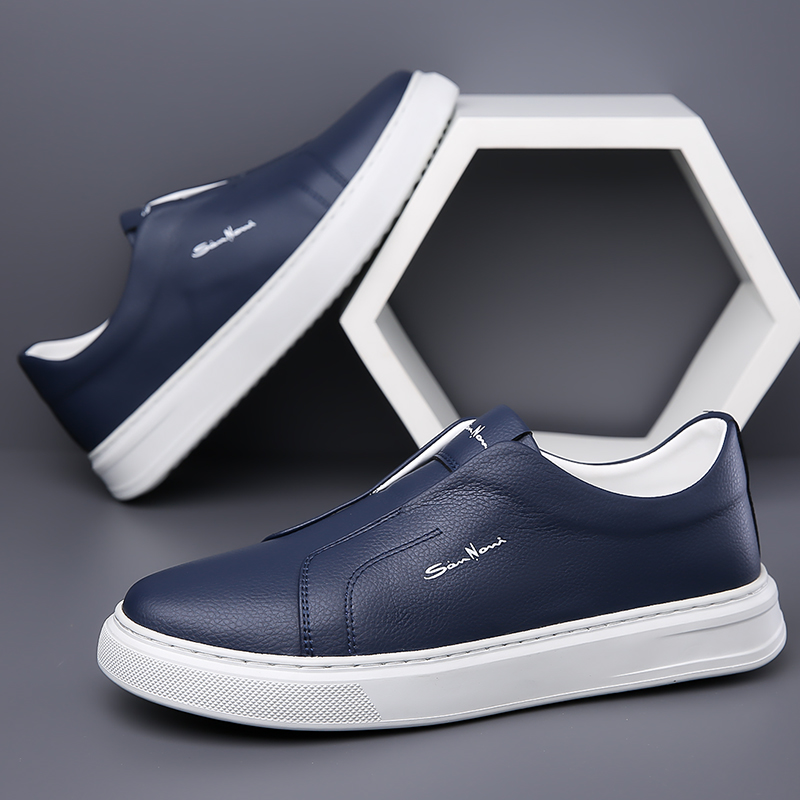 Men's Faux Leather Laceless Sneakers – product view | Hensley London