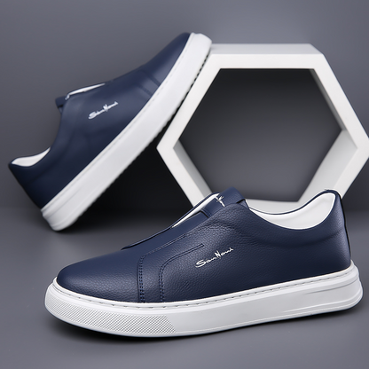 Men's Faux Leather Laceless Sneakers – product view | Hensley London