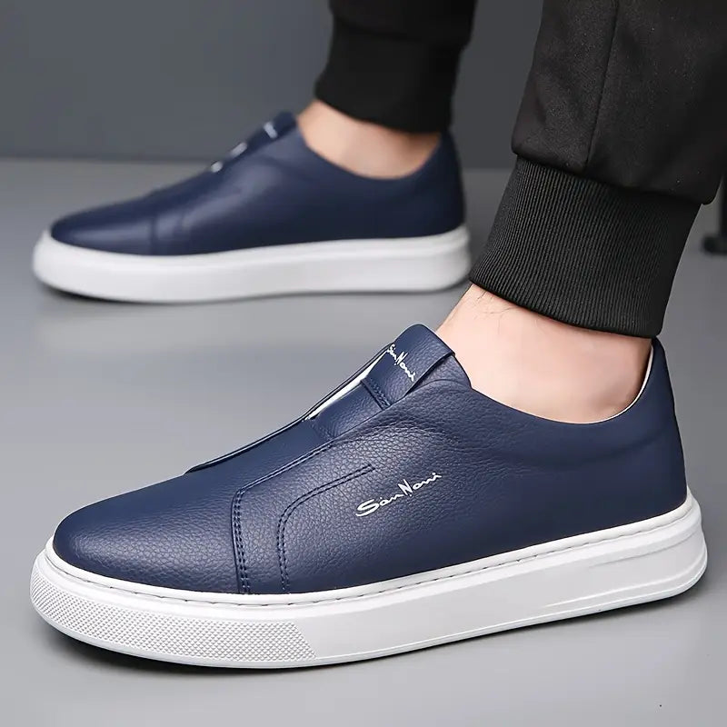 Men's Faux Leather Laceless Sneakers – product view | Hensley London