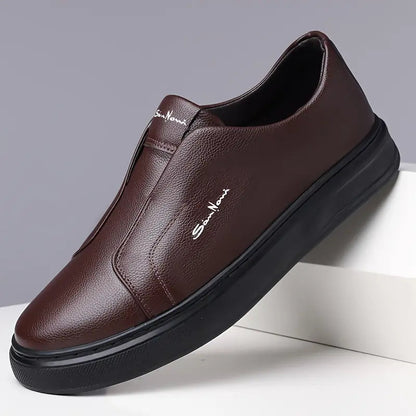 Men's Faux Leather Laceless Sneakers – product view | Hensley London