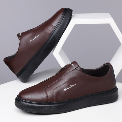 Men's Faux Leather Laceless Sneakers – product view | Hensley London