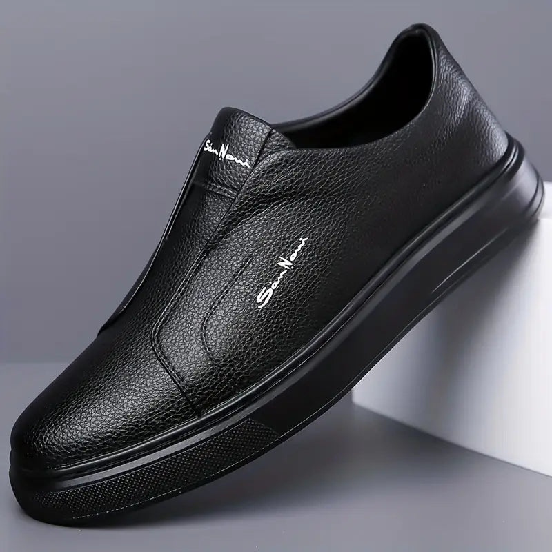 Men's Faux Leather Laceless Sneakers – product view | Hensley London