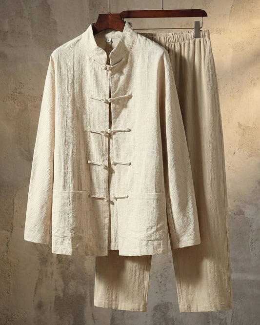 Men's Lightweight Linen Shirt and Trouser Set - front view | Hensley London