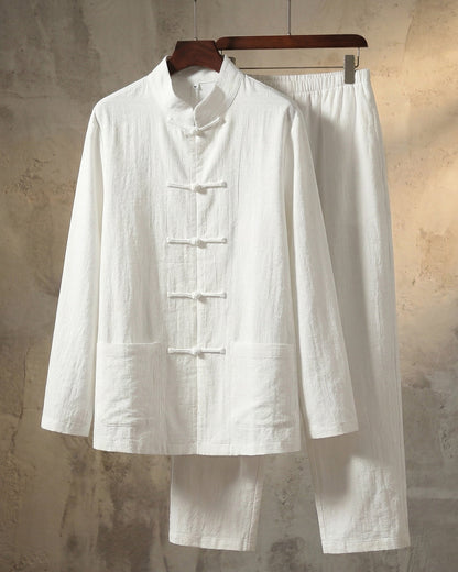 Men's Lightweight Linen Shirt and Trouser Set - side view | Hensley London