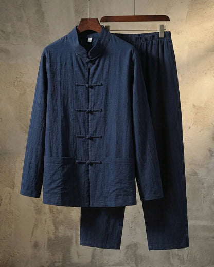 Men's Lightweight Linen Shirt and Trouser Set - back view | Hensley London