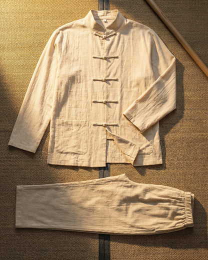 Men's Lightweight Linen Shirt and Trouser Set - fabric detail | Hensley London