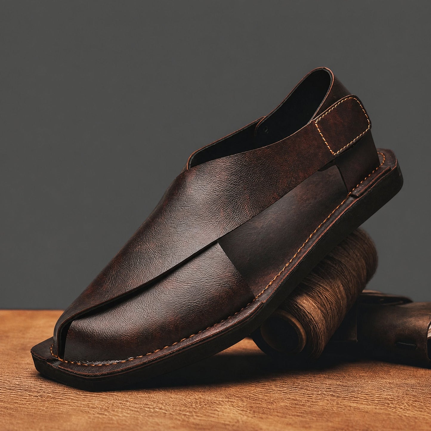 Men's Genuine Leather Crossover Sandals – product view | Hensley London