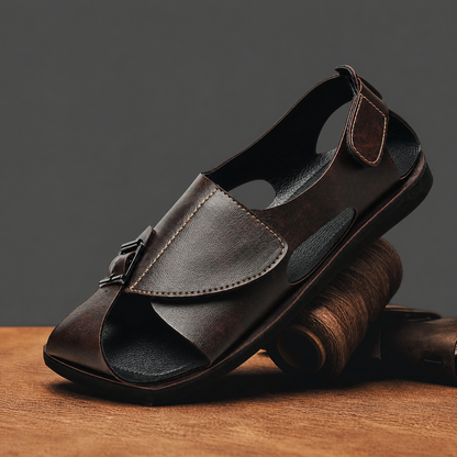 Men's Genuine Leather Crossover Sandals – product view | Hensley London