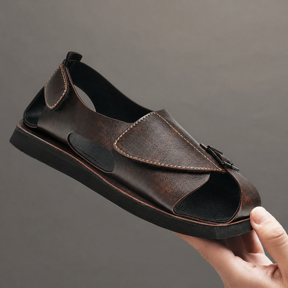 Men's Genuine Leather Crossover Sandals – product view | Hensley London