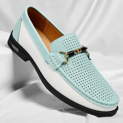 Men's Italian Leather Metal Accent Loafers – side profile | Hensley London