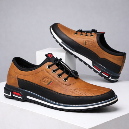 Men's Leather Low-Top Sneakers – Orthopedic Cushioned Sole