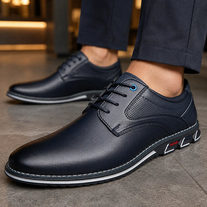 Men's Leather Lace-Up Sneakers with Contrast Sole – additional product view | Hensley London
