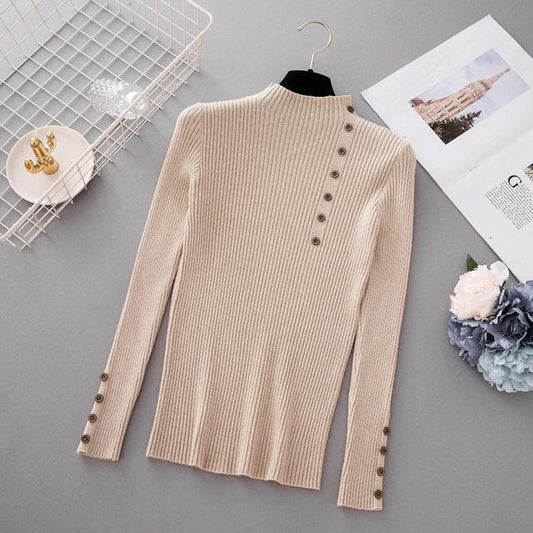 Sarah - Winter Turtleneck Sweater with Button Accents 0