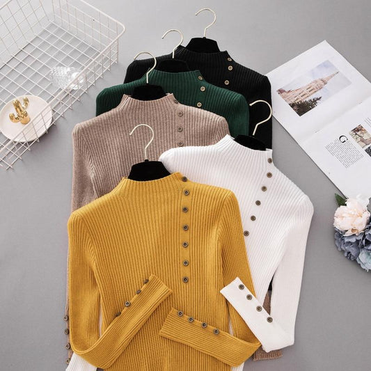 Sarah - Winter Turtleneck Sweater with Button Accents 1