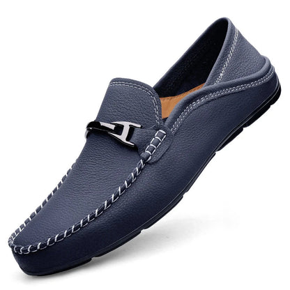Men's Genuine Leather Slip-On Loafers – Cushioned Insole