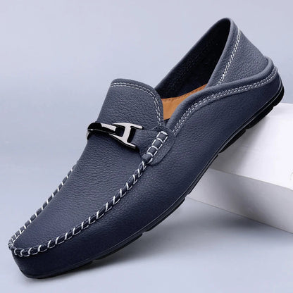 Men's Genuine Leather Slip-On Loafers – Cushioned Insole