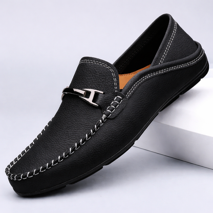 Men's Genuine Leather Slip-On Loafers – Cushioned Insole