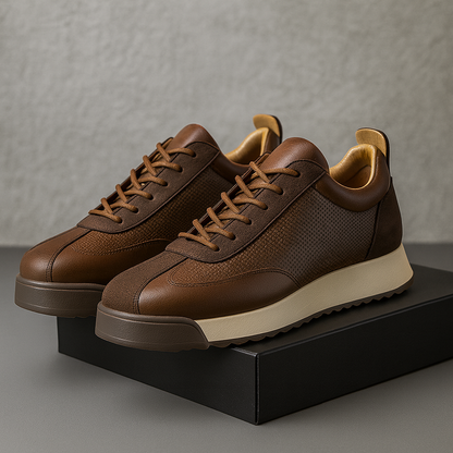 Men's Genuine Leather Low-Top Sneakers – product view | Hensley London