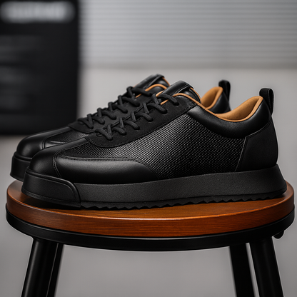 Men's Genuine Leather Low-Top Sneakers – product view | Hensley London