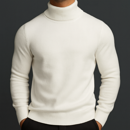 Men's Merino Wool Turtleneck Sweater – product view | Hensley London