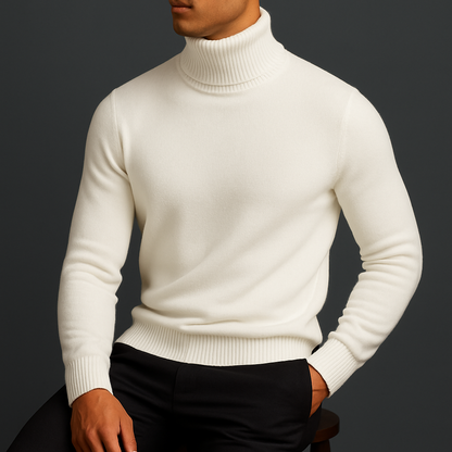 Men's Merino Wool Turtleneck Sweater – product view | Hensley London