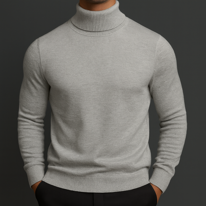 Men's Merino Wool Turtleneck Sweater – product view | Hensley London
