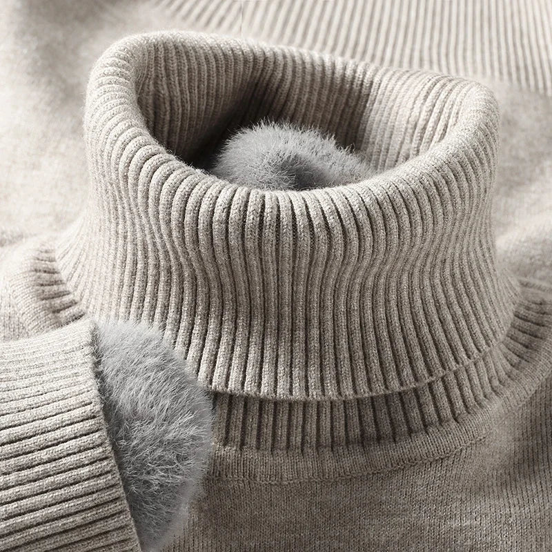 Men's Merino Wool Turtleneck Sweater – product view | Hensley London
