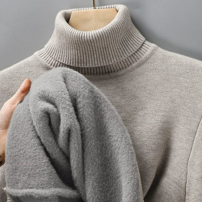 Men's Merino Wool Turtleneck Sweater – product view | Hensley London