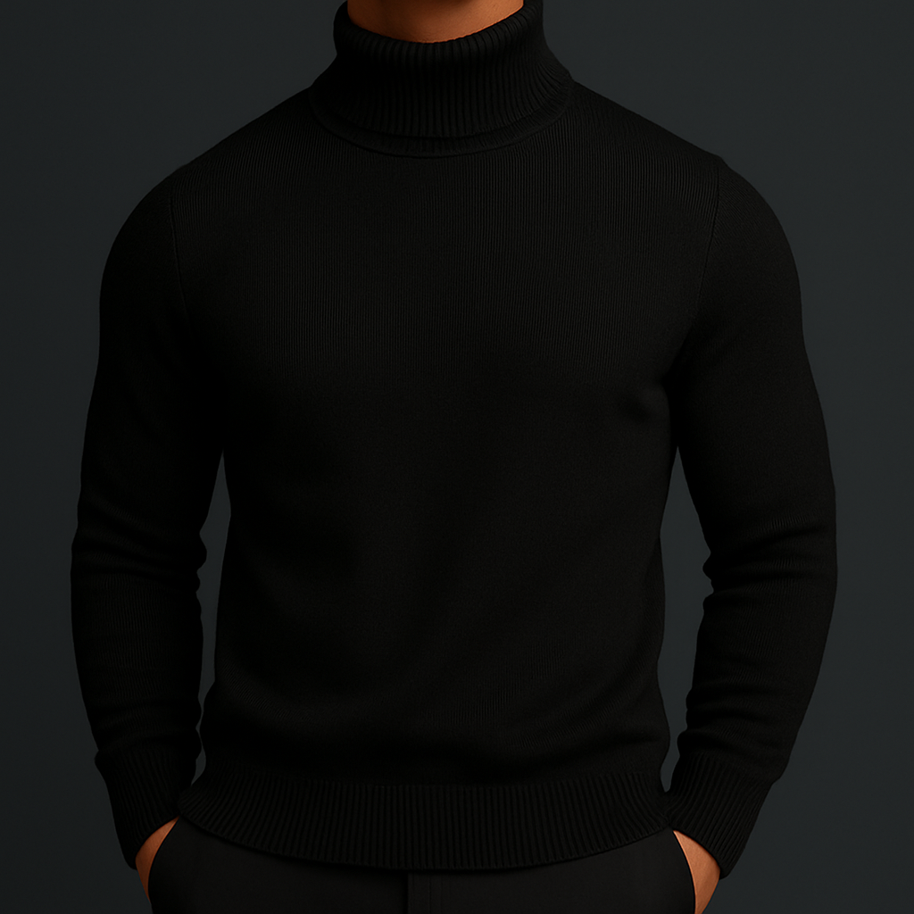 Men's Merino Wool Turtleneck Sweater – product view | Hensley London