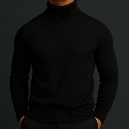Men's Merino Wool Turtleneck Sweater – product view | Hensley London