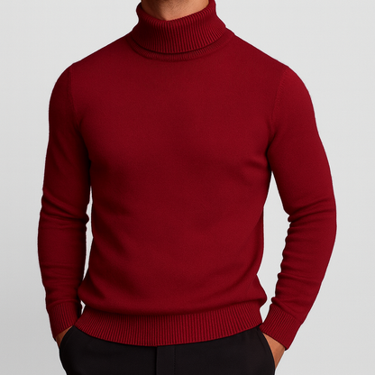 Men's Merino Wool Turtleneck Sweater – product view | Hensley London