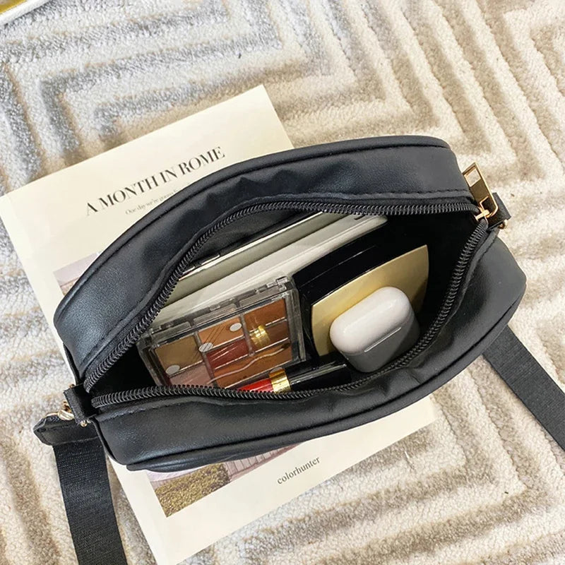 Women's Crossbody Bag Black 18.5x14x6cm PU Leather Vintage Handbag-4
