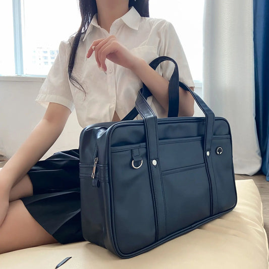 Girls' Waterproof Schoolbag Black One-Shoulder Size One-Size PU-2