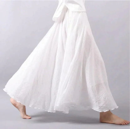 Women's Maxi Skirt White Size M Cotton Blend-1