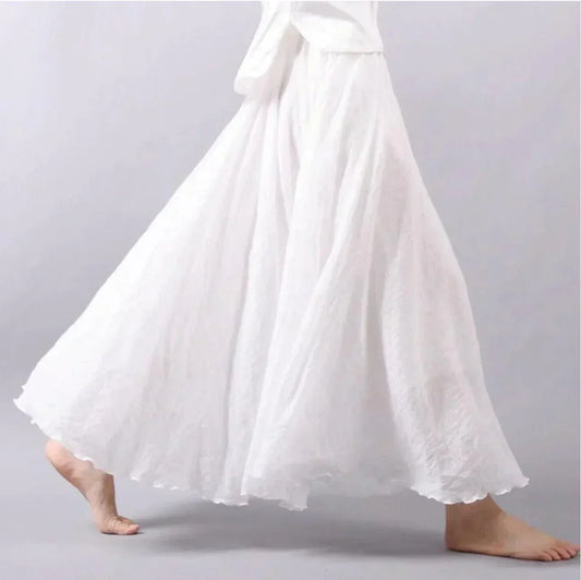 Women's Maxi Skirt White Size M Cotton Blend-1