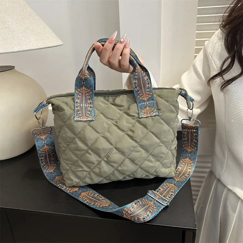 Women's Black Shoulder Bag Large Capacity Cotton-3