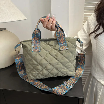 Women's Black Shoulder Bag Large Capacity Cotton-3