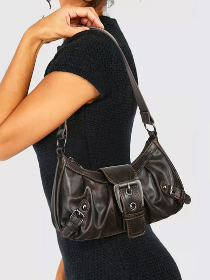 Women's Shoulder Bag Brown One Size Leather Retro Style-2