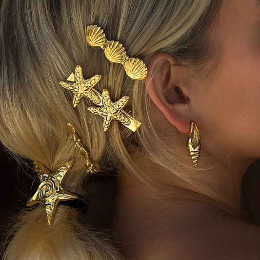 Seashell Gold Hair Clip – Hypoallergenic, Waterproof, and Stylish Ocean-Inspired Accessory 1