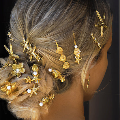 Seashell Gold Hair Clip – Hypoallergenic, Waterproof, and Stylish Ocean-Inspired Accessory 6