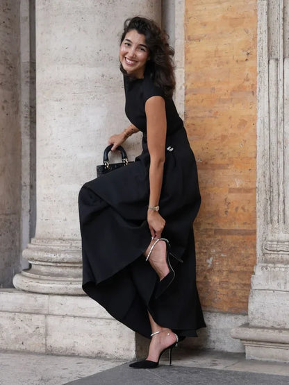 Women's Formal Gown Black Silk Blend-3