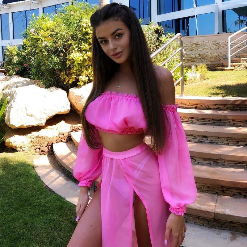 Sierra Women's Swim Cover Up Set | See-Through Long Sleeve & Crop Top - Image 13
