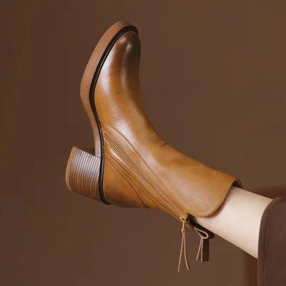 Women's Zip Ankle Boots with Block Heel - additional product view | Hensley London