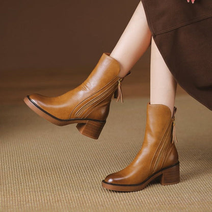 Women's Zip Ankle Boots with Block Heel - additional product view | Hensley London