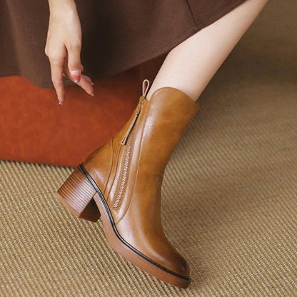 Women's Zip Ankle Boots with Block Heel - additional product view | Hensley London